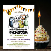 Ons kleine monster 2e verjaardagsfeest kaart