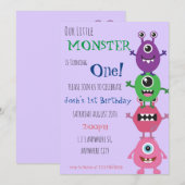 Ons kleine monster draait om een dag uitnodigen kaart (Voorkant / Achterkant)