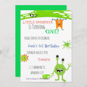 Ons kleine monster draait om een dag uitnodigen kaart (Voorkant / Achterkant)