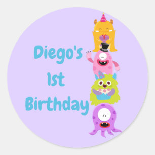 Ons kleine monster draait om één ronde sticker
