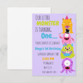 Ons kleine monster draait om één uitnodiging (Voorkant / Achterkant)