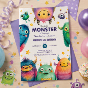 Ons Kleine Monster Fantasie Kinderverjaardagsfeest Kaart