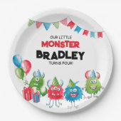 Ons kleine monster | Foto Verjaardagsfeest Papieren Bordje (Voorkant)