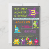Ons kleine monster is een verjaardagsuitnodiging a kaart (Voorkant)