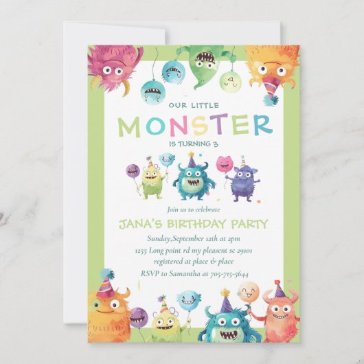 Ons kleine monster | Kleurrijke drie monsters Kaart (Voorkant)