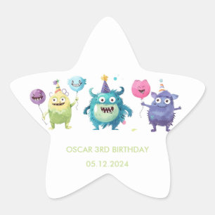 Ons kleine monster Kleurrijke drie monsters Ster Sticker