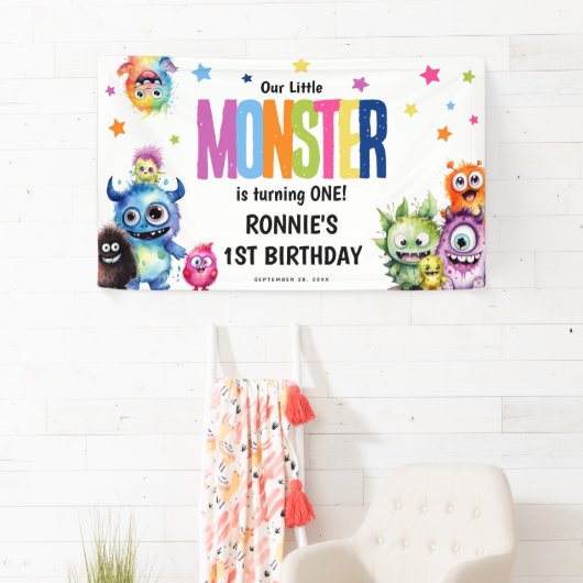 Ons kleine monster verjaardagsfeestje spandoek (Insitu)