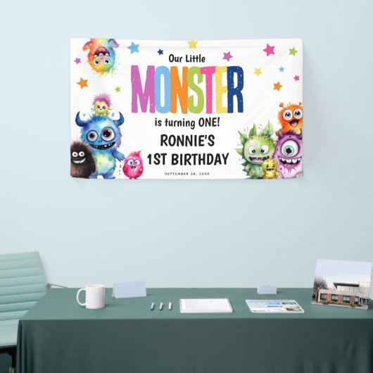 Ons kleine monster verjaardagsfeestje spandoek (Beurs)