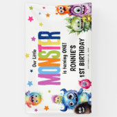Ons kleine monster verjaardagsfeestje spandoek (Verticaal)