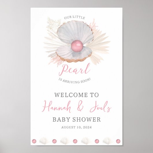 Ons kleine Pearl Ocean Baby shower welkomstbord Poster (Voorkant)