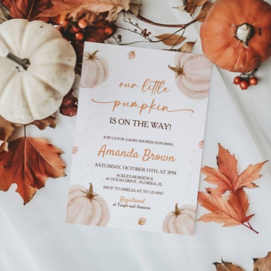 Ons kleine pompoen Herfst Baby shower Kaart