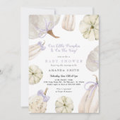 Ons kleine pompoen Paars Bow Rustisch Baby shower Kaart (Voorkant)