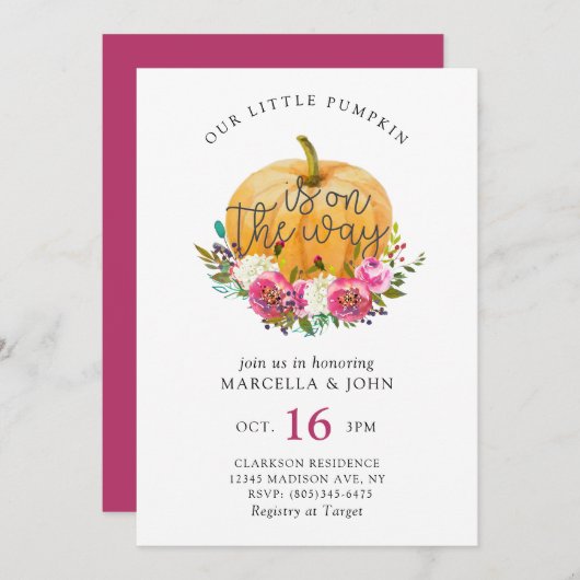 Ons kleine pompoenBaby shower Kaart (Voorkant / Achterkant)