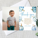 Ons kleine pompoenblauw Afbeelding verjaardagsfees Bedankkaart<br><div class="desc">Dit is onze kleine pompoen blauw witte Herfst aangepaste Afbeelding foto verjaardagsfeest dank u kaart!</div>