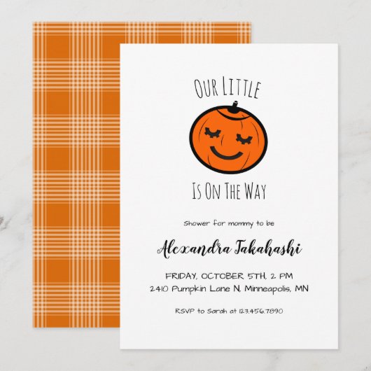 Ons kleine pompoengeslachtsneutraal Baby shower Kaart (Voorkant / Achterkant)