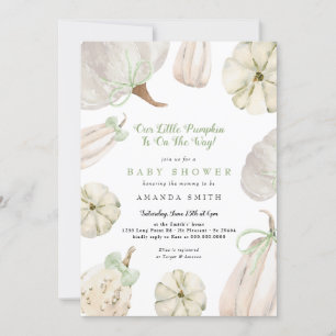 Ons kleine pompoengroene bow-Baby shower Kaart