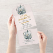 Ons kleine pompoenmeisje Baby shower All In One Uitnodiging (Afscheurbaar)