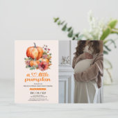Ons kleine pompoenmeisje Baby shower Kaart (Staand voorkant)