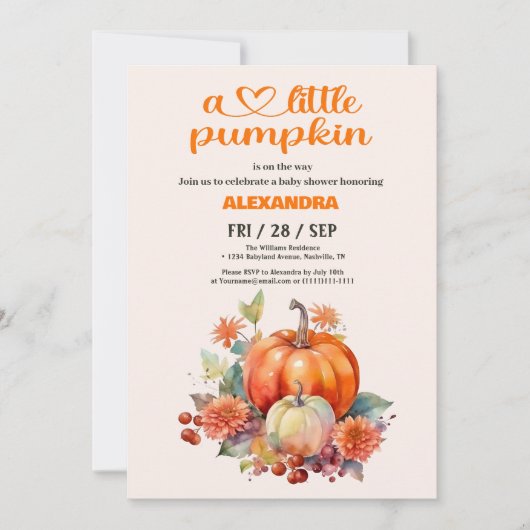 Ons kleine pompoenmeisje Baby shower Kaart (Voorkant)