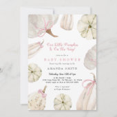 Ons kleine pompoenmeisje roze Baby shower Kaart (Voorkant)