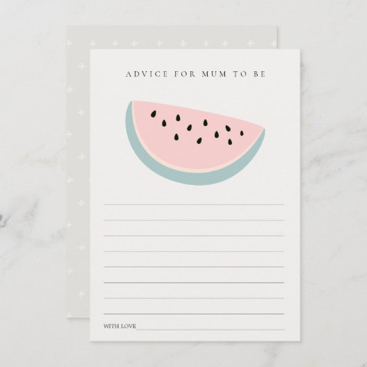 Ons kleine roze Melonadvies voor het Baby shower Informatiekaartje (Voorkant / Achterkant)