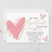 Ons kleine schatje rijdt door baby shower kaart (Voorkant)