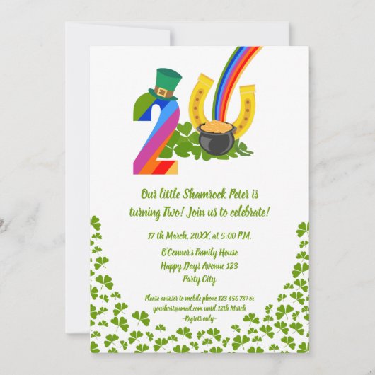 Ons kleine shamrock verandert twee Birthday feest Kaart (Voorkant)