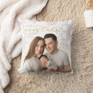 Ons Kleine Sneeuwvlokje Baby Foto Erfstuk Cadeau Kussen