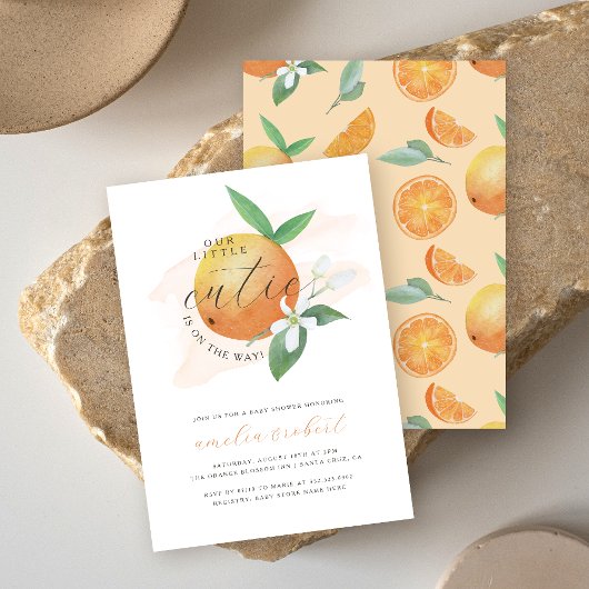 Ons kleine Waterverf Oranje Baby shower Kaart