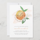 Ons kleine Waterverf Oranje Baby shower Kaart (Voorkant)