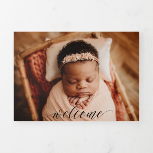 "Ons kleine wonder" aanpasbare geboorte Drieluik Aankondiging (Cover)