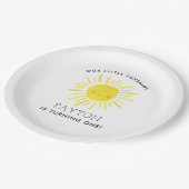 Ons Kleine Zonneschijn Feest Meisje 1e Verjaardag Papieren Bordje (Gekanteld)