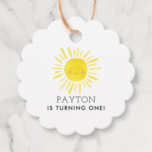 Ons Kleine Zonneschijn Feestje Eerste Verjaardag Bedankjes Labels (Voorkant)