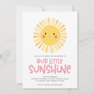 Ons kleine zonnige roze meisje verjaardagsfeest