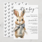 Ons konijntje is onderweg naar Baby shower Kaart (Voorkant / Achterkant)