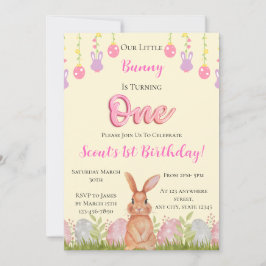 Ons konijntje wordt één verjaardag kaart