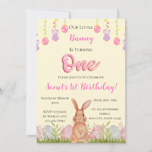 Ons konijntje wordt één verjaardag kaart