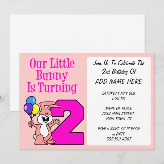 Ons konijntje wordt twee kaart (Voorkant / Achterkant)