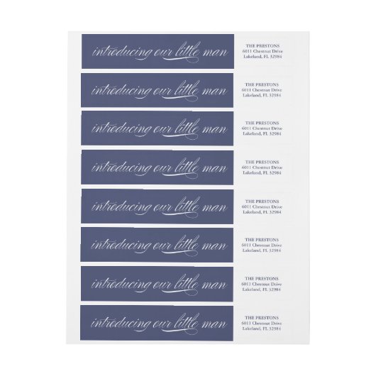 Ons label voor kleine Man geboorteaankondiging (Vel)