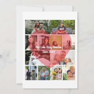 Ons liefdesverhaal 12 foto tijdlijn koppelcollage kaart