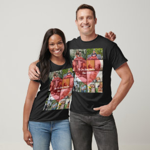 Ons liefdesverhaal 12 foto-tijdlijn koppelcollage t-shirt