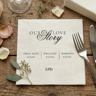 Ons liefdesverhaal Aangepaste minimalistische trou Servet