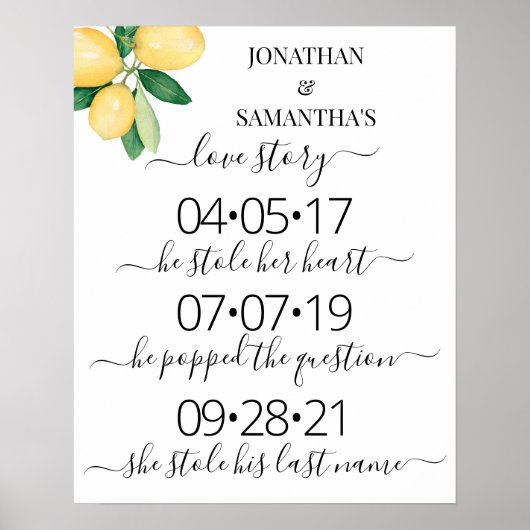 Ons liefdesverhaal Beste dag Ja Dag Lemons Weddens Poster (Voorkant)