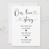 Ons liefdesverhaal Black Heart Script Trouwbord Kaart (Voorkant)