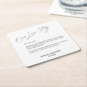 Ons liefdesverhaal bruiloft Napkins Kartonnen Onderzetters (Schuin)