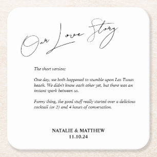 Ons liefdesverhaal bruiloft Napkins Kartonnen Onderzetters
