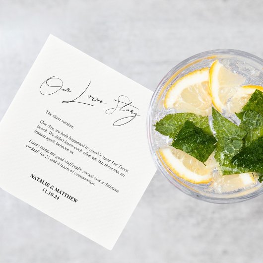 Ons liefdesverhaal bruiloft Napkins Servet