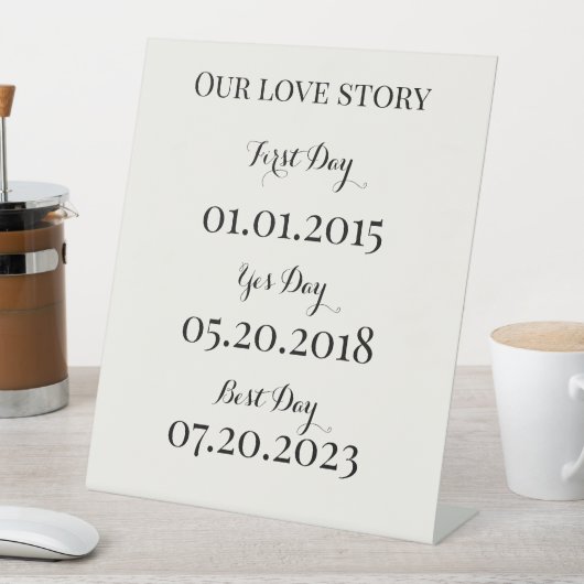 Ons liefdesverhaal bruiloft Pedestal Sign Reclamebord Met Voetstuk (Insitu)