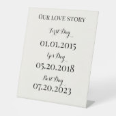 Ons liefdesverhaal bruiloft Pedestal Sign Reclamebord Met Voetstuk (Voorkant)