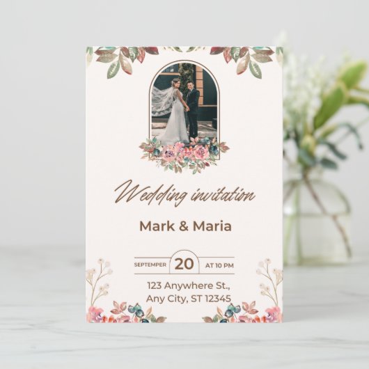 Ons liefdesverhaal: een bruiloft uitnodiging (Staand voorkant)